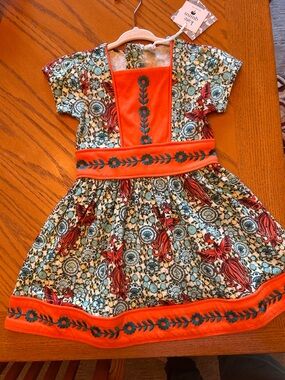 kate quinn NWT girls 3T firebird print dress. 100% organic cotton.